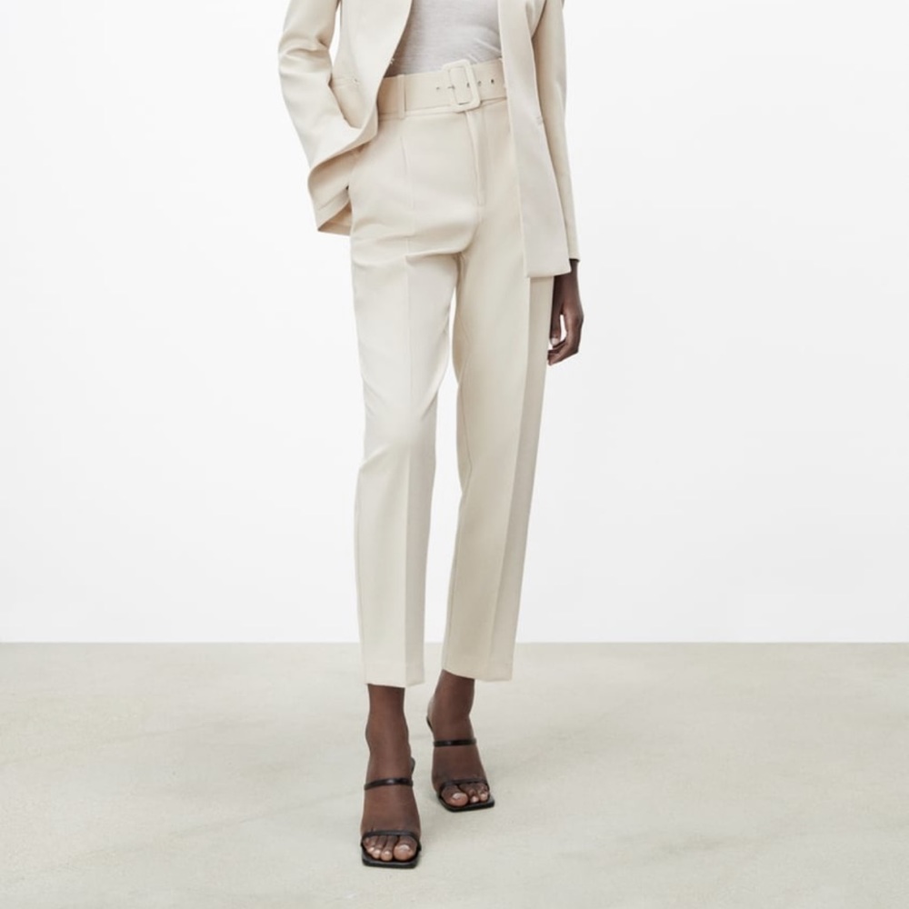 Pants with fabric covered belt